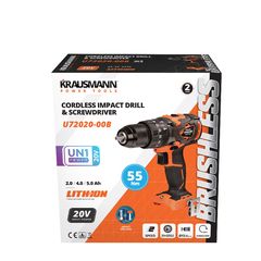Δραπανοκατσάβιδο Κρουστικό KRAUSMANN U72020-00B 20V / 55Nm Επαναφορτιζόμενο BRUSHLESS MOTOR SOLO ( 65727 )-thumb-1