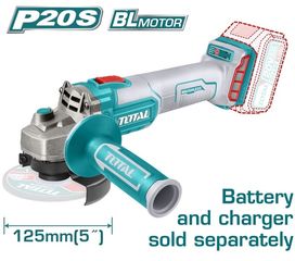 Τροχός Γωνιακός Μπαταρίας Λιθίου TOTAL 20V / 125mm ( SOLO ) Επαγγελματικός BRUSHLESS MOTOR ( TAGLI201258 )