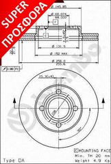 ΔΙΣΚΟΙ ΦΡΕΝΩΝ AUDI 80 1.8E 86- ΚΑΙΝ. BREMBO 09503310 AUDI 100 AUDI 80 AUDI 90