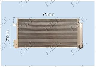 ΨΥΓΕΙΟ A/C ΒΕΝΖ-ΠΕΤΡ (62,7x29,5) ΚΑΙΝ. GBG 55700408 FIAT  BRAVO 07- LANCIA  DELTA 08- OPEL  CORSA D 06-15