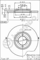 ΔΙΣΚΟI ΦΡΕΝΩΝ FORD HYUNDAI ΚΑΙΝ. BREMBO 08227510 FORD ESCORT FORD TAUNUS