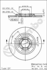 ΔΙΣΚΟΙ ΦΡΕΝΩΝ ALFAROMEO ΚΑΙΝ. BREMBO 08279320 ALFA ROMEO ALFASUD