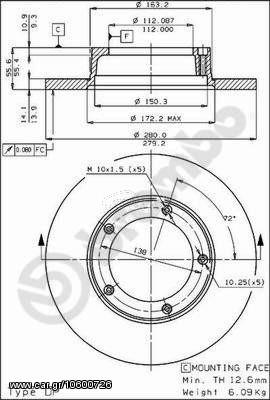 ΔΙΣΚΟΙ ΦΡΕΝΩΝ PEUGEOT J7/J9 ΚΑΙΝ. BREMBO 08305610 PEUGEOT J7 PEUGEOT J9