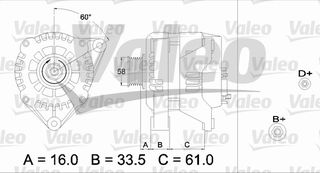 ΑΛΤΕΡΝΕΙΤΟΡ 14V 100A VECTRA A ΚΑΙΝ. VALEO 436720 OPEL CALIBRA OPEL OMEGA OPEL VECTRA SAAB 9000