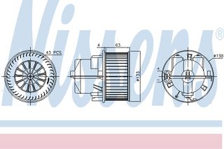 BLOWER VOLVO S80  06- ΚΑΙΝ. NISSENS 87223 VOLVO S60 VOLVO S80 VOLVO V60 VOLVO V70 VOLVO XC60 VOLVO XC70