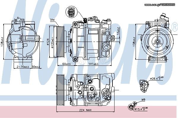 A/C COMPRESSOR VW-TOUAREG 02- ΚΑΙΝ. NISSENS 890025 AUDI Q7 VW TOUAREG