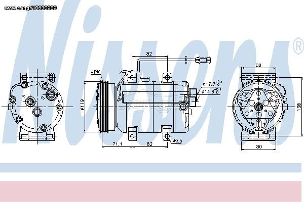 A/C COMPRESSOR AUDI A4 94-00 ΚΑΙΝ. NISSENS 89029 AUDI A4 AUDI A6 VW PASSAT