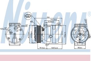 A/C COMPRESSOR RENA MASTER 98- ΚΑΙΝ. NISSENS 89063 NISSAN INTERSTAR NISSAN PRIMASTAR OPEL MOVANO OPEL VIVARO RENAULT 21 RENAULT 25 RENAULT AVANTIME RENAULT MASTER RENAULT MEGANE RENAULT SCENIC RENAUL