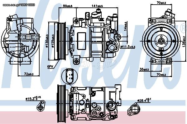 A/C COMPRESSOR AUDI A6  04- ΚΑΙΝ. NISSENS 89111 AUDI A6 AUDI A7