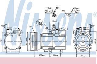 A/C COMPRESSOR SANTA-FE 01- ΚΑΙΝ. NISSENS 89238 HYUNDAI SANTA HYUNDAI TRAJET