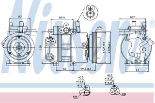 A/C COMPRESSOR HYUNDAI i30 07- ΚΑΙΝ. NISSENS 89273 HYUNDAI i30 KIA CEE'D KIA PRO