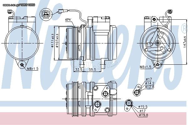 A/C COMP CHEVROLET KALOS   05- ΚΑΙΝ. NISSENS 89275 DAEWOO MATIZ