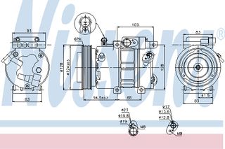 A/C COMPRESSOR HYUNDAI i30 07- ΚΑΙΝ. NISSENS 89285 HYUNDAI i30 KIA CEE'D KIA PRO