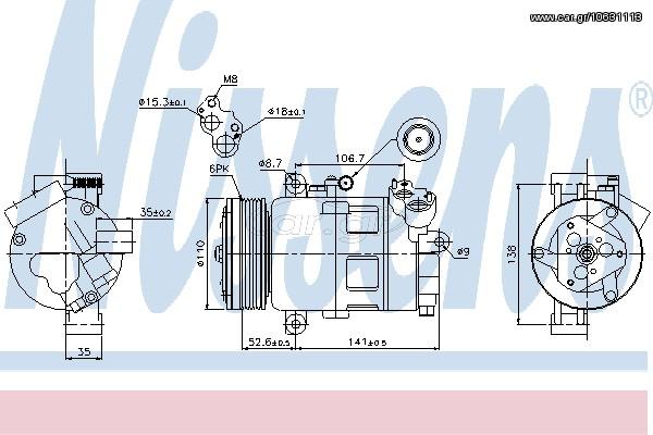 A/C COMP BMW 3-SERIES E46  98- ΚΑΙΝ. NISSENS 89307 BMW 3 BMW X3 BMW Z4