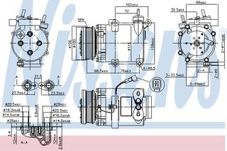 A/C COMPRESSOR FORD FOCUS  04- ΚΑΙΝ. NISSENS 89327 FORD FOCUS VOLVO S40 VOLVO V50