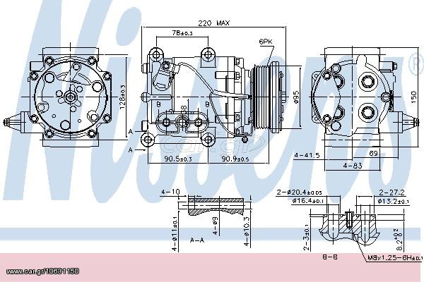 A/C COMPR FORD MONDEO 96- ΚΑΙΝ. NISSENS 89365 FORD COUGAR FORD MONDEO