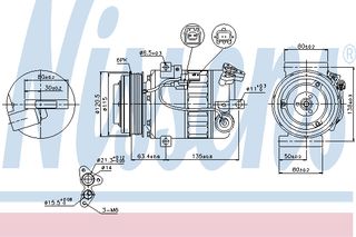 A/C COMPRESSOR REN LAGUNA  07- ΚΑΙΝ. NISSENS 89394 NISSAN X-TRAIL RENAULT LAGUNA