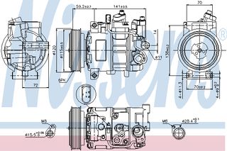 A/C COMPRESSOR AUDI A6   04- ΚΑΙΝ. NISSENS 89415 AUDI A4 AUDI A5 AUDI A6 SEAT EXEO