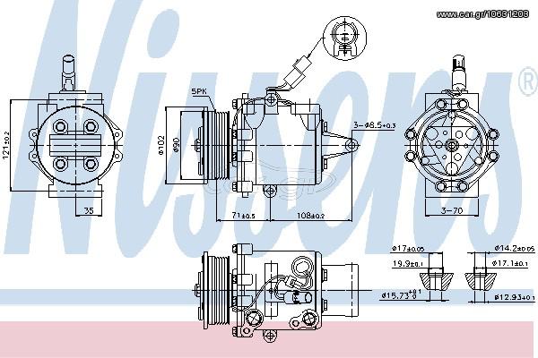 A/C COMPRESSOR MIT COLT   04- ΚΑΙΝ. NISSENS 89591 MITSUBISHI COLT