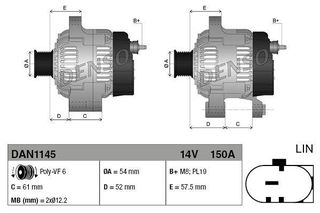 ALTERN.GIULIETTA 940 2,0JTDM ΚΑΙΝ. DENSO DAN1145 ALFA ROMEO GIULIETTA FIAT 500L