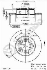 ΔΙΣΚΟΙ ΦΡΕΝ.ΟΠ. AUDI A4 QTR-00 ΚΑΙΝ. BREMBO 08840810 AUDI A4 VW PASSAT