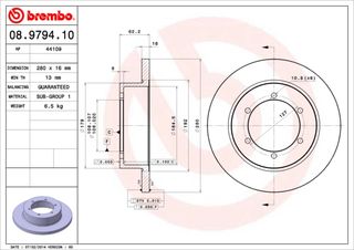 ΔΙΣΚΟΣ ΦΡΕΝ.ΟΠ.NIS.CABSTAR ΚΑΙΝ. BREMBO 08979410 NISSAN CABSTAR RENAULT TRUCKS Maxity