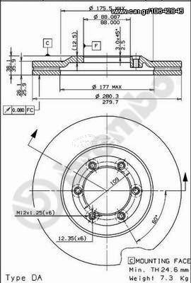 ΔΙΣΚΟΙ ΦΡΕΝΩΝ FRONTERA 95- ΚΑΙΝ. BREMBO 09686610 ISUZU TROOPER OPEL FRONTERA OPEL MONTEREY