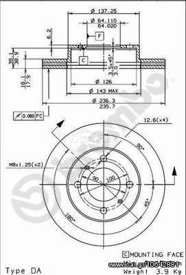 ΔΙΣΚΟΙ ΦΡΕΝΩΝ MITSUBISHI COLT ΚΑΙΝ. BREMBO 09705610 MITSUBISHI CARISMA MITSUBISHI COLT MITSUBISHI LANCER PROTON JUMBUCK PROTON PERSONA PROTON SATRIA PROTON WIRA