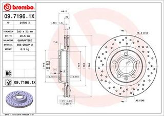 XR ΔΙΣ.ΦΡΕΝ.ΕΜ. A4 - VW PASSAT ΚΑΙΝ. BREMBO 0971961X AUDI A4 SEAT EXEO VW PASSAT