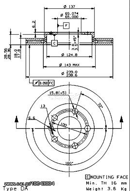 ΔΙΣΚΟΙ ΦΡ.ΕΜ.POLO,FABIA 1.2 ΚΑΙΝ. BREMBO 09848310 SKODA FABIA VW FOX VW POLO