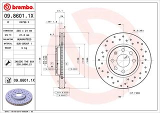 XR ΔΙΣΚΟΙ ΦΡ.ΕΜ.CORSA C 1.4 16 ΚΑΙΝ. BREMBO 0986011X OPEL COMBO OPEL CORSA OPEL MERIVA OPEL TIGRA