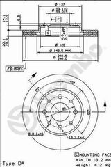 ΔΙΣΚΟΙ ΦΡΕΝ.ΕΜ.FIAT PANDA 04- ΚΑΙΝ. BREMBO 09861610 FIAT 500 FIAT PANDA FORD KA