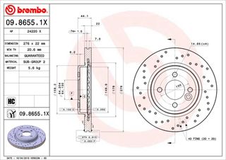 XR ΔΙΣΚΟΙ ΦΡ.ΕΜ.MINI ONE/COOPE ΚΑΙΝ. BREMBO 0986551X MINI MINI