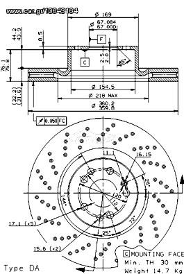 ΔΙΣΚΟΙ ΦΡ.EM.CL55/S55AMG 02-05 ΚΑΙΝ. BREMBO 09946310 MERCEDES-BENZ S-CLASS