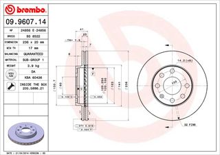 ΔΙΣΚΟΙ ΦΡ.ΕΜ.ASTRA F/CORSA B ΚΑΙΝ. BREMBO 09960714 OPEL ASCONA OPEL ASTRA OPEL COMBO OPEL CORSA OPEL KADETT OPEL TIGRA OPEL VECTRA