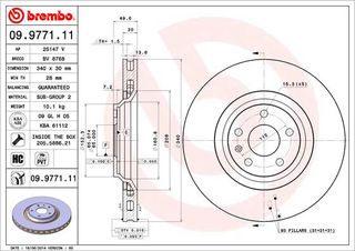 ΔΙΣΚ.ΦΡΕΝ.ΕΜ.AUTI TT Q 08- ΚΑΙΝ. BREMBO 09977111 AUDI TT