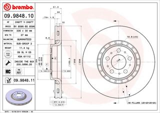 ΔΙΣΚΟΙ ΦΡ.ΕΜ.XC90 17" 336X30 ΚΑΙΝ. BREMBO 09984810 VOLVO XC90