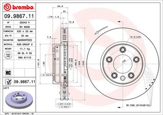 ΔΙΣΚ.ΕΜ.ΑΡ.CAYENNE (330MM) ΚΑΙΝ. BREMBO 09986711 PORSCHE CAYENNE VW TOUAREG