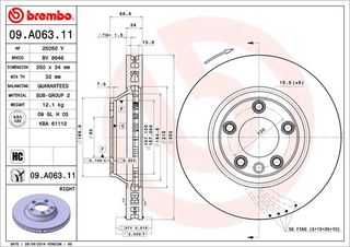 ΔΙΣΚ.ΕΜ.ΔΕΞ.CAYENNE (350MM) ΚΑΙΝ. BREMBO 09A06311 AUDI Q7 PORSCHE CAYENNE VW TOUAREG