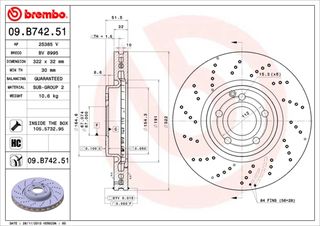 ΔΙΣΚ.ΦΡΕΝ.ΕΜ.ΤΡΥΠ.M.B C218 ΚΑΙΝ. BREMBO 09B74251 MERCEDES-BENZ CLS