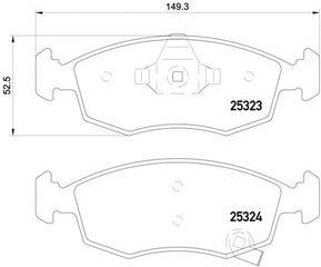 Τακάκια  CHRYSLER, FIAT & LANCIA  MDB3233, FBP1697, 68102483AA, LP2274, 68102483AA, 77366212, 77366274, 77366378, 77365927, 77365945, 25323, 25324, 5028740784924, 017250, 17250, 217250, 2532301