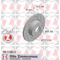 Σετ Δισκόπλακες πίσω τρυπητες ALFA ROMEO-FIAT-LANCIA ZIMMERMANN Z 2208.52