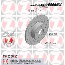 Σετ Δισκόπλακες πίσω τρυπητες ALFA ROMEO-FIAT-LANCIA ZIMMERMANN Z 2208.52