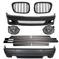  Body Kit BMW 5 Series E39 (1997-2003) Double Outlet M5 Design with PDC+Grog Lights Chrom and Central Grilles Piano Black+Door Moldings 