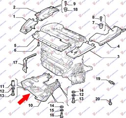 Ποδιά Μηχανής ALFA ROMEO 166 Sedan / 4dr 1998 - 2003 ( 936 ) 2.4 JTD  ( 841 C000  ) (150 hp ) Πετρέλαιο #014200840
