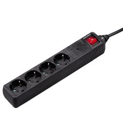 HAMA 121907 4WAY POWER STRIP OVERVOLT.PROT.1.4M BLACK  hama