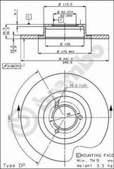 ΔΙΣΚΟI ΦΡΕΝΩΝ CITROEN-PEUGEOT ΚΑΙΝ. BREMBO 08261510 CITROEN LNA CITROEN VISA PEUGEOT 104 RENAULT 14 TALBOT SAMBA