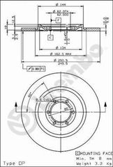 ΔΙΣΚΟI ΦΡΕΝΩΝ ALFA ROMEO ΠΙΣΩ ΚΑΙΝ. BREMBO 08391010 ALFA ROMEO 75 ALFA ROMEO 90 ALFA ROMEO ALFETTA ALFA ROMEO GIULIETTA ALFA ROMEO GTV