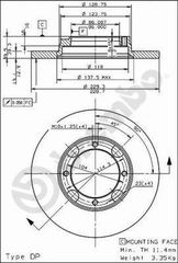 ΔΙΣΚΟΙ ΦΡΕΝΩΝ MITSUBISHI COLT ΚΑΙΝ. BREMBO 08497410 HYUNDAI PONY MITSUBISHI COLT