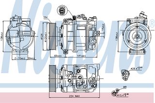 A/C COMPRESSOR VW-TOUAREG 02- ΚΑΙΝ. NISSENS 890025 AUDI Q7 VW TOUAREG